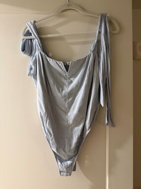 Free People Pale Blue Tie Bodysuit
